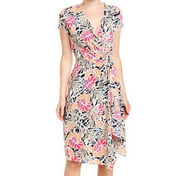 NWT Tropical Front Wrap Dress - Picture 1 of 8